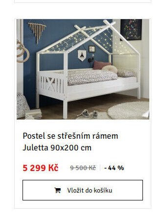 Postel se střešním rámem Juletta 90x200 cm