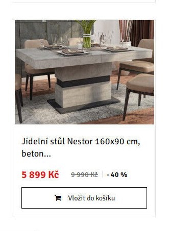 Jídelní stůl Nestor 160x90 cm, beton...