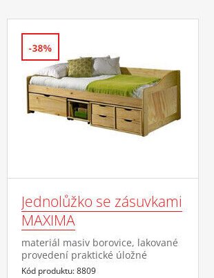 Jednolůžko se zásuvkami MAXIMA