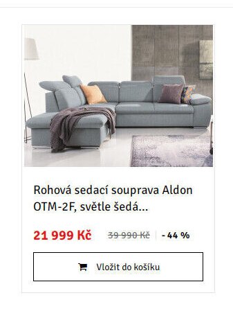 Rohová sedací souprava Aldon OTM-2F, světle šedá