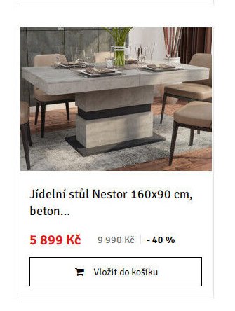 Jídelní stůl Nestor 160x90 cm, beton