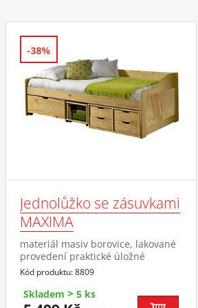 Jednolůžko se zásuvkami MAXIMA