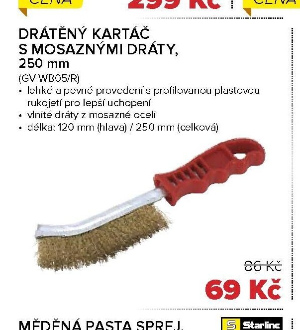 DRÁTĚNÝ KARTÁČ S MOSAZNÝMI DRÁTY