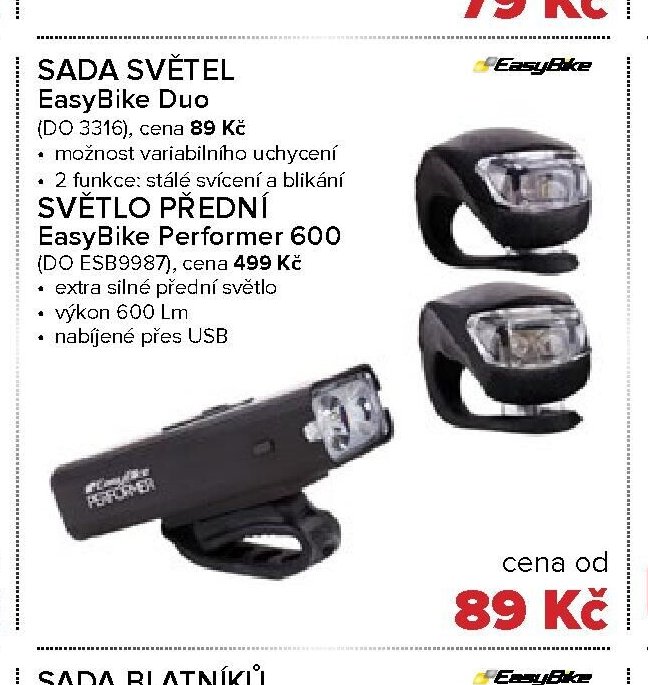 SADA SVĚTEL EasyBike Duo / SVĚTLO PŘEDNÍ EasyBike Performer 600