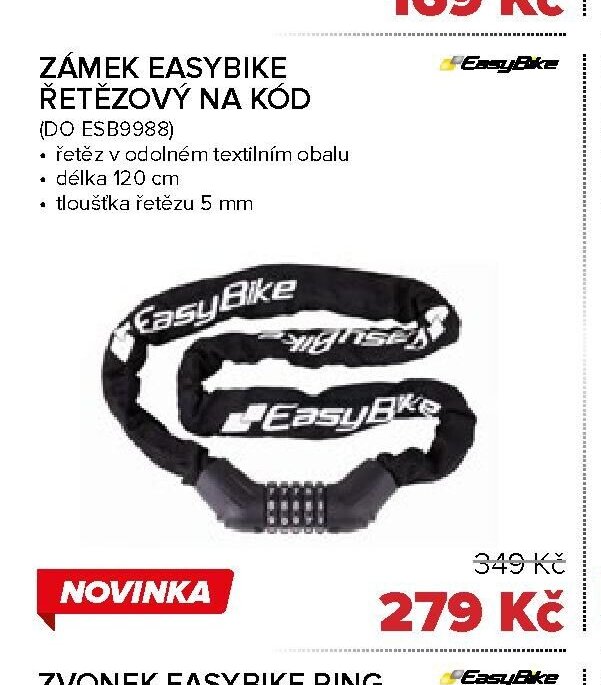 ZÁMEK EASYBIKE ŘETĚZOVÝ NA KÓD
