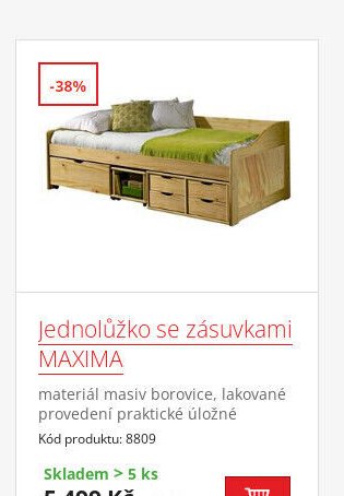 Jednolůžko se zásuvkami MAXIMA