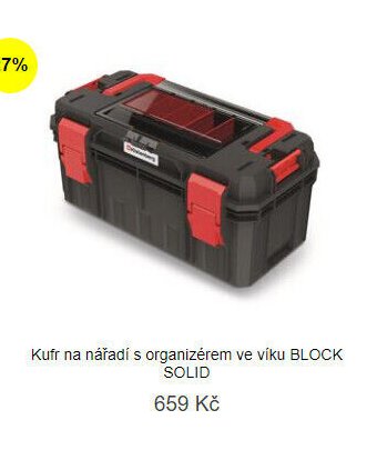 Kufr na nářadí s organizérem ve víku BLOCK SOLID