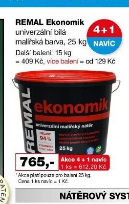 REMAL Ekonomik univerzální bílá malířská barva, 25 kg