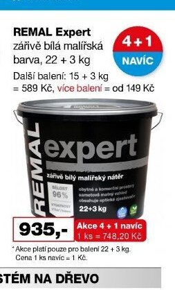 REMAL Expert zářivě bílá malířská barva, 22 + 3 kg