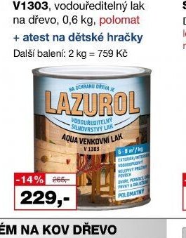 LAZUROL Aqua lak venkovní V1303