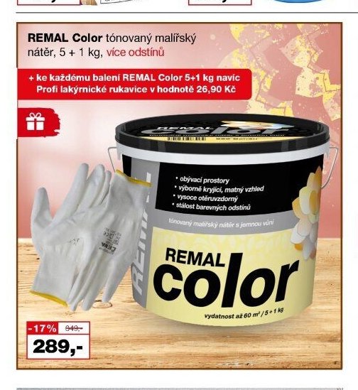 REMAL Color tónovaný malířský nátěr, 5 + 1 kg