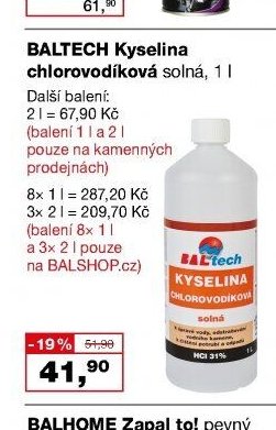 BALTECH Kyselina chlorovodíková solná, 1 l