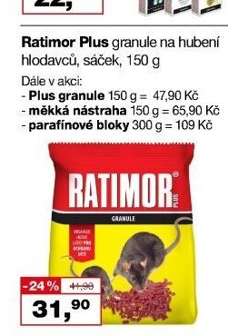 Ratimor Plus granule na hubení hlodavců, sáček, 150 g