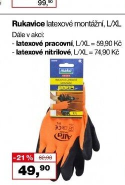 Rukavice latexové montážní, L/XL