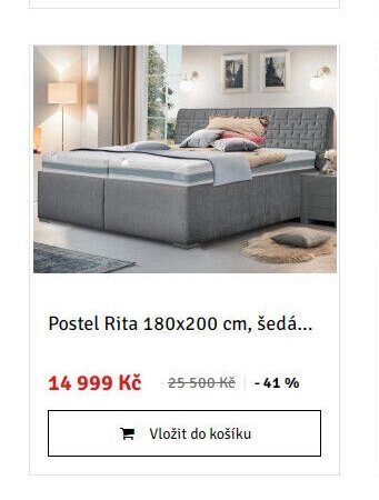 Postel Rita 180x200 cm, šedá...