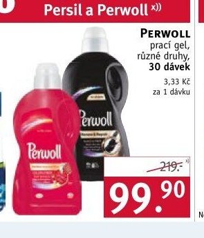 PERWOLL prací gel, různé druhy, 30 dávek