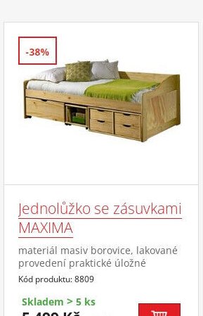 Jednolůžko se zásuvkami MAXIMA