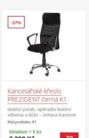 Kancelářské křeslo PREZIDENT černá K1