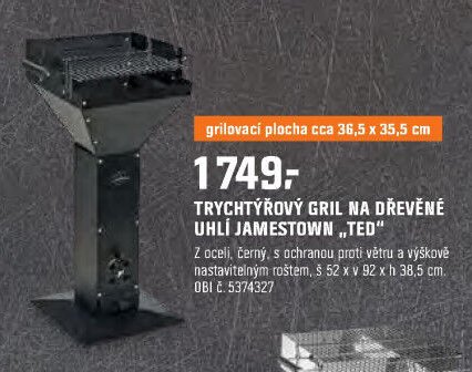 TRYCHTÝŘOVÝ GRIL NA DŘEVĚNÉ UHLÍ JAMESTOWN „TED“ - OBI aktualniletaky.eu