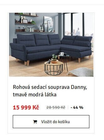Rohová sedací souprava Danny, tmavě modrá látka