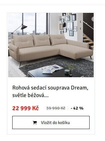 Rohová sedací souprava Dream, světle béžová...