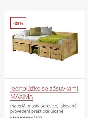 Jednolůžko se zásuvkami MAXIMA
