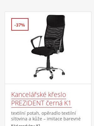 Kancelářské křeslo PREZIDENT černá K1