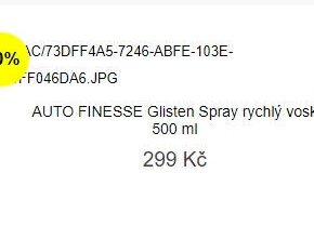 AUTO FINESSE Glisten Spray rychlý vosk 500 ml