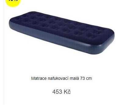 Matrace nafukovací malá 73 cm