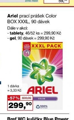 Ariel prací prášek Color BOX XXXL, 90 dávek