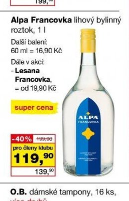 Alpa Francovka lihový bylinný roztok
