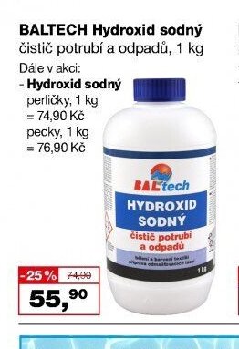 BALTECH Hydroxid sodný čistič potrubí a odpadů, 1 kg
