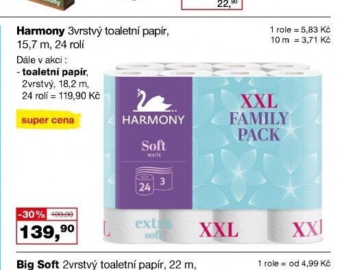 Harmony 3vrstvý toaletní papír