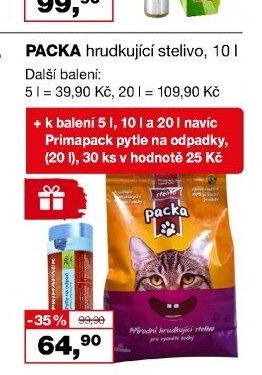 PACKA hrudkující stelivo, 10 l