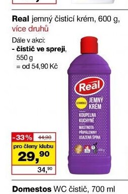 Real jemný čisticí krém, 600 g