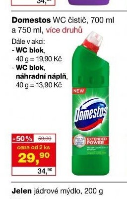 Domestos WC čistič, 700 ml a 750 ml