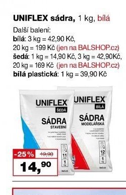 UNIFLEX sádra, 1 kg, bílá
