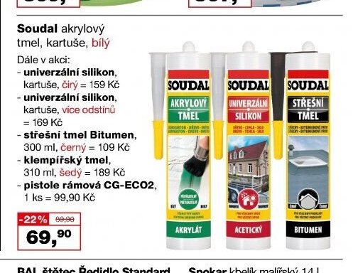 Soudal akrylový tmel, kartuše, bílý