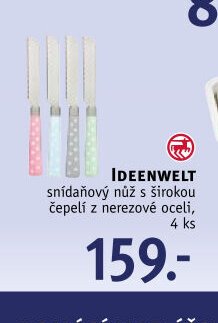 IDEENWELT snídaňový nůž s širokou čepelí z nerezové oceli, 4 ks