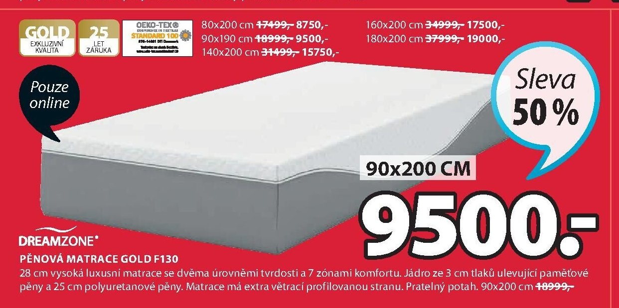 Pěnová matrace GOLD F130