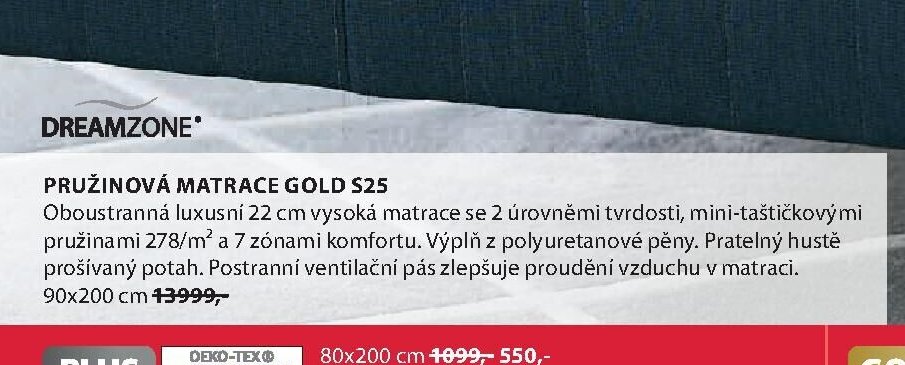 PRUŽINOVÁ MATRACE GOLD S25