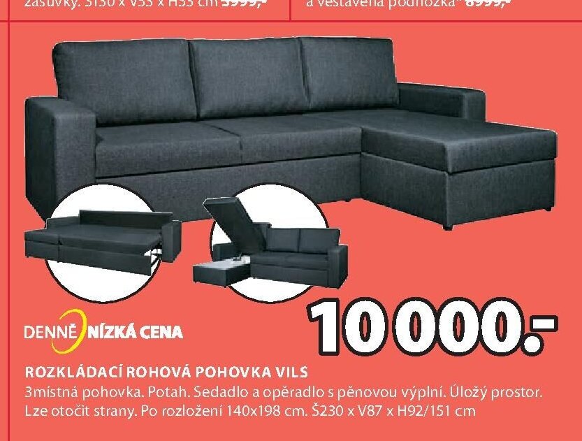 Rozkládací rohová pohovka VILS