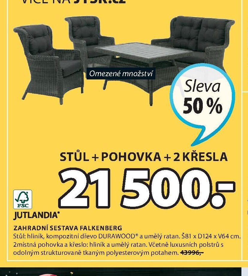 Zahradní sestava Falkenberg (Stůl + pohovka + 2 křesla)