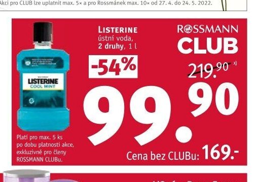 Listerine ústní voda 2 druhy 1 l