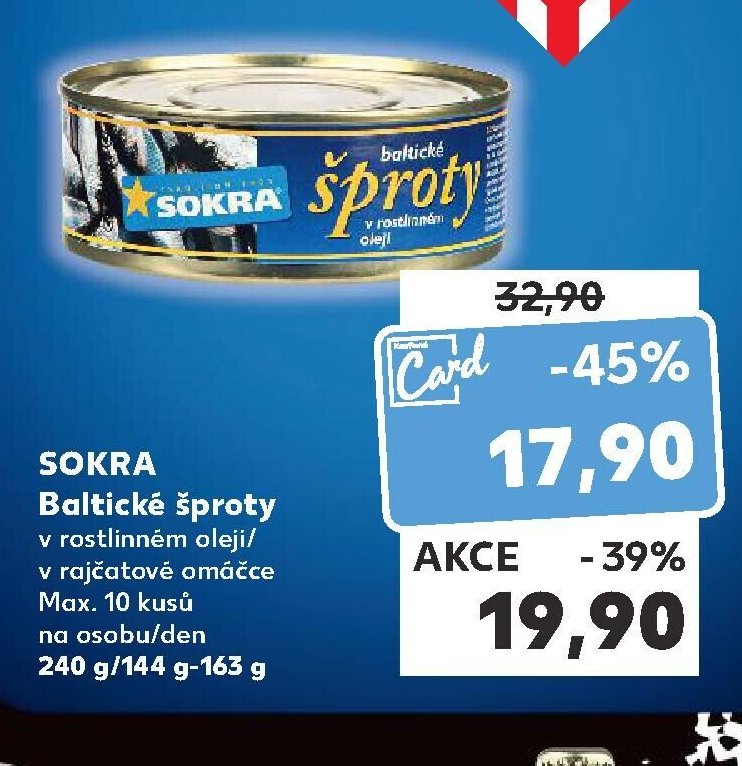 SOKRA Baltické šproty 240 g/144 g