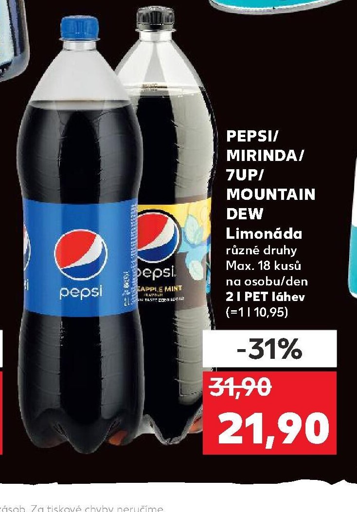 PEPSI/MIRINDA/7UP/MOUNTAIN DEW Limonáda 2 l