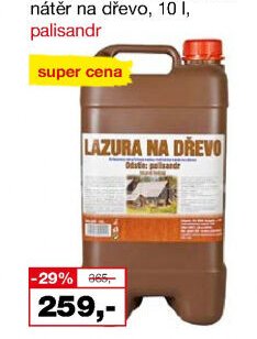 Lazura na dřevo ochranný akrylátový vodouředitelný nátěr, 10 l