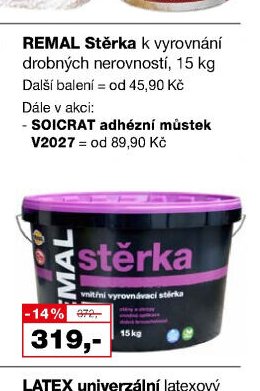 REMAL Stěrka k vyrovnání drobných nerovností, 15 kg - Barvy a laky drogerie aktualniletaky.eu