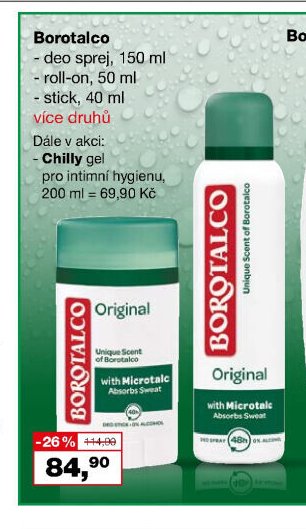 Borotalco deo sprej, roll-on, stick