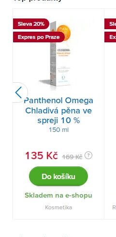 Panthenol Omega Chladivá pěna ve spreji 10% 150 ml